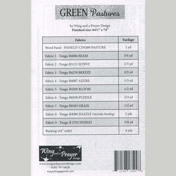 Green Pastures Panel Quilt Pattern