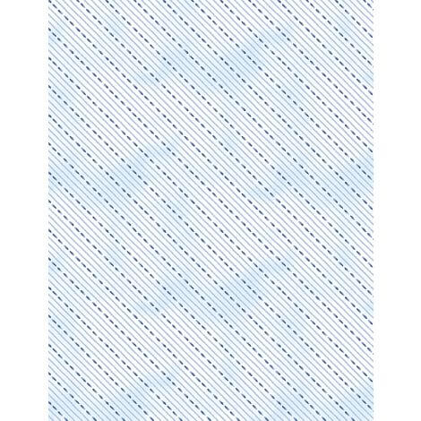 Dreaming in Blue - Dashed Stripes - White