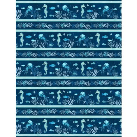 Underwater Wonders - Repeating Stripe - Deep Blue