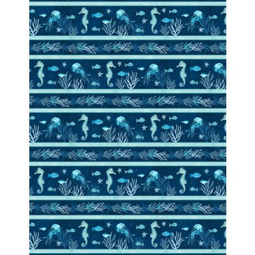 Underwater Wonders - Repeating Stripe - Deep Blue
