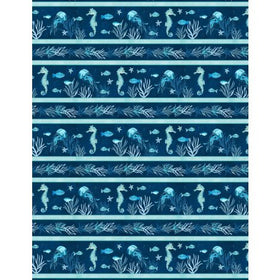 Underwater Wonders - Repeating Stripe - Deep Blue