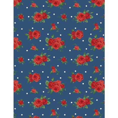 Summertime Daydream - Red Roses - Navy