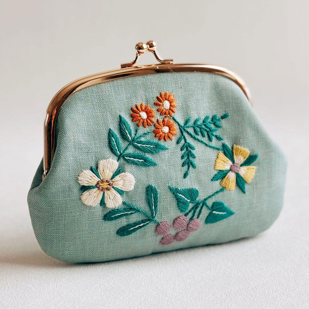 Vintage Floral Purse Embroidery Kit