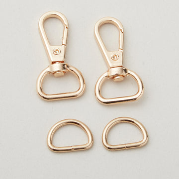 Swivel Hook & D-ring Set - 1/2" Rose Gold