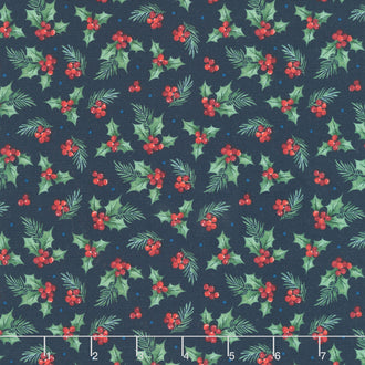Farmstead Friends - Holly Navy Multi Yardage