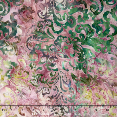 Tonga Batiks - Vineyard Floral Scroll Rose Yardage