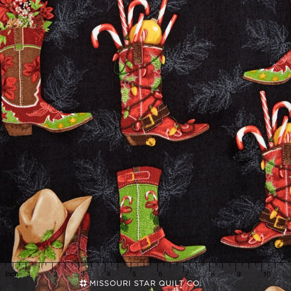 Holly Jolly Christmas - Black Boots Yardage