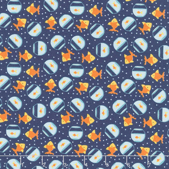 Pets - Goldfish Navy Yardage