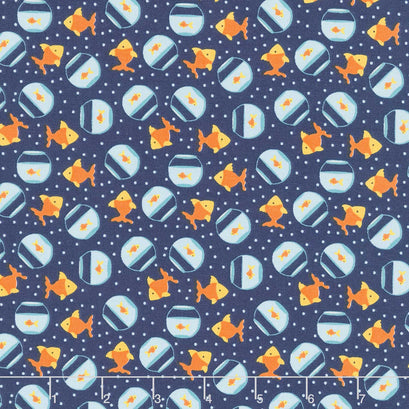 Pets - Goldfish Navy Yardage