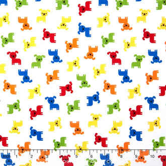 Urban Zoologie Minis - Primary Colorstory Puppies Dogs White Yardage