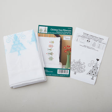 Christmas Trees Embroidery Pillowcase Set Alternative View #2