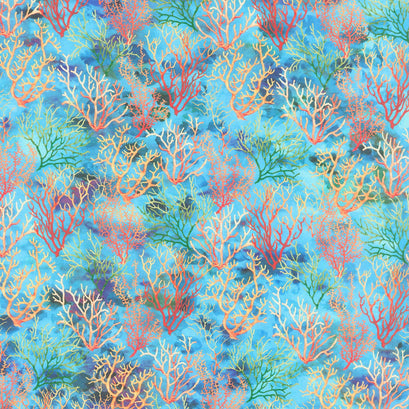 Calypso III - Coral Teal Yardage