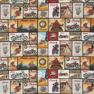 Indian Motorcycle - Vintage Signs Black Yardage
