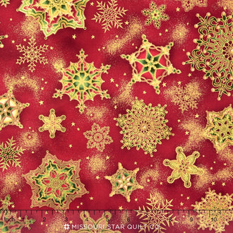 Holiday Flourish - Crimson Metallic Yardage