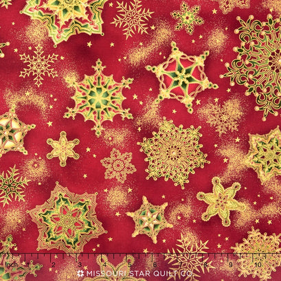 Holiday Flourish - Crimson Metallic Yardage