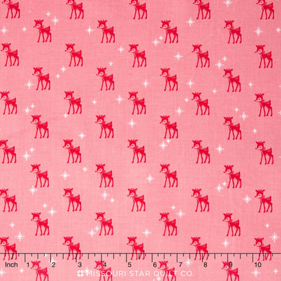 Cozy Christmas - Cozy Reindeer Pink Yardage