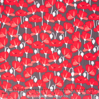 Desert Bloom - Desert Poppy Gray Yardage