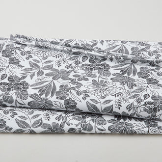 Pen and Ink - Floral Black/White 118" Wide 3 Yard Cut