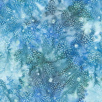 Shadow Blooms Batiks - Dandelion Burst Multi Blue Teal Denim Yardage