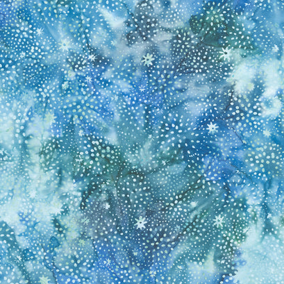 Shadow Blooms Batiks - Dandelion Burst Multi Blue Teal Denim Yardage