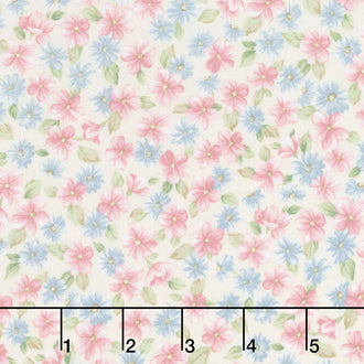 Eaton Place - Flowers and Leaves Ivory Yardage