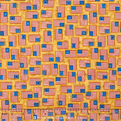 For Love of Country - Flags Amber Yardage