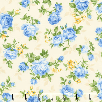 Victoria Gardens - Princess Roses Ivory Yardage