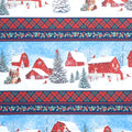 Farmstead Friends - Border Stripe Red Multi Yardage Primary Image