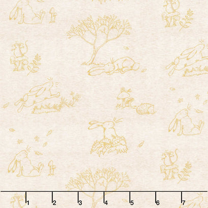 Guess How Much I Love You - Bunnies Toile Light Khaki Yardage