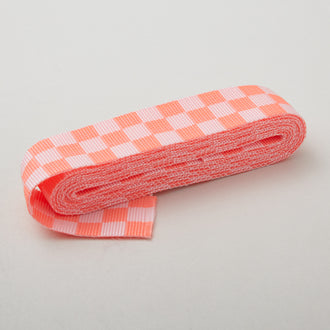Tula Pink Check Please 1-1/2" Webbing - Lunar Pink/Orange - 3 Yard Pack