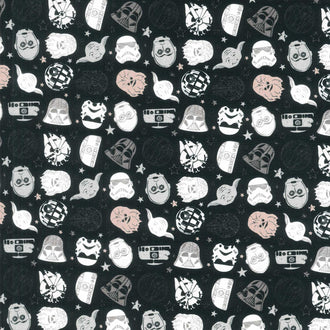 Star Wars Light and Dark Collection - Sketch Heads Black Yardage