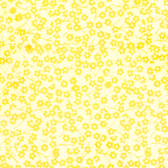 Tranquil Batiks - Round Flower Stems Yellow Yardage