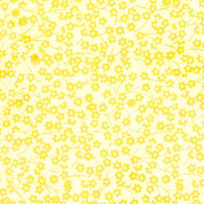Tranquil Batiks - Round Flower Stems Yellow Yardage