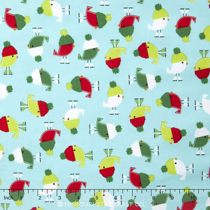 Jingle 4 - Winter Colorstory Birds Aqua Yardage