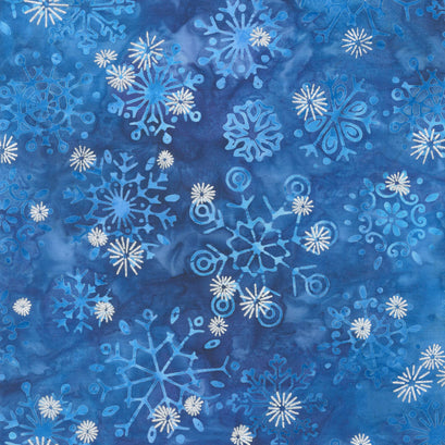 Artisan Batiks - Snowflakes 2 Snowflakes Royal Metallic Blue Yardage