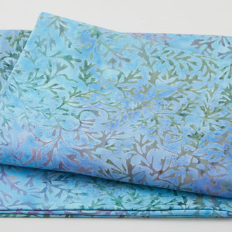 Brilliant Gems Batiks - Leaf Vine Powder Blue 2 Yard Cut
