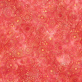 Artisan Batiks - Dotted Medallions Flame Yardage