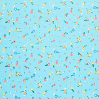 Gone Glamping - Flowers Aqua Yardage