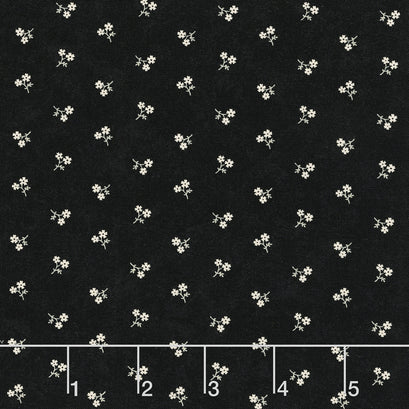 Blackbird's Nest - Petite Petals Black Yardage