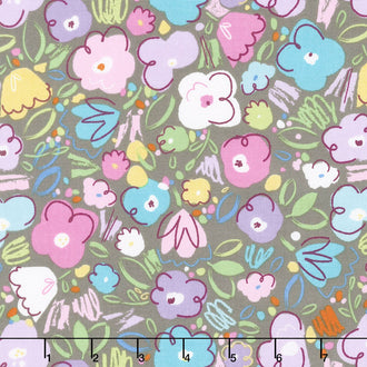 Ballerina Bows - Ballerina Floral Gray Yardage