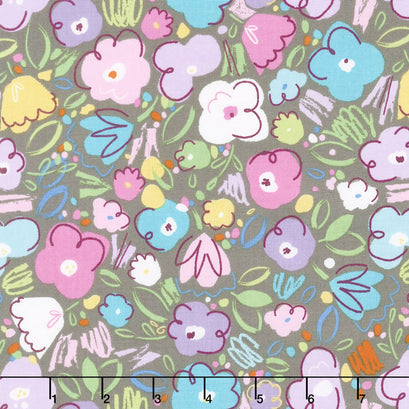 Ballerina Bows - Ballerina Floral Gray Yardage