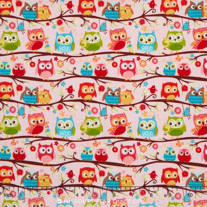 Happy Flappers - Owl Pink Yardage