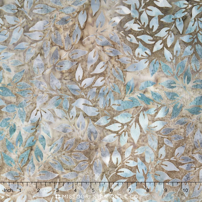 Artisan Batiks - Bountiful Foliage Leaves Lagoon Light Blue Yardage