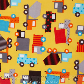 Ready, Set, GO! 2 - Retro Yellow Trucks Yardage