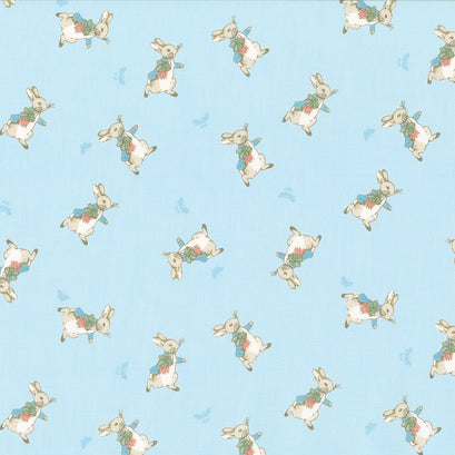 The Tale of Peter Rabbit - Peter Toss Blue Yardage