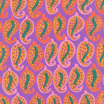 Kaffe Fassett Collective - August 2024 - Hot ColorwayPasha Paisley Purple Yardage Primary Image