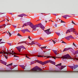 Kinetic Geometrics - Zig Zag Collage Red Multi 2 Yard Cut