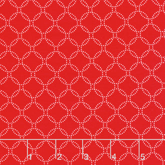 Garden Redwork - Geo Dotted Circle Red Yardage