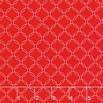 Garden Redwork - Geo Dotted Circle Red Yardage