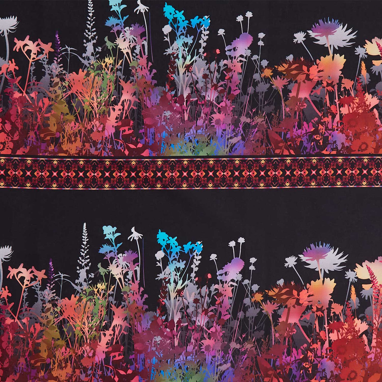 I Dream In Color - Floral Border Stripe Multi Yardage